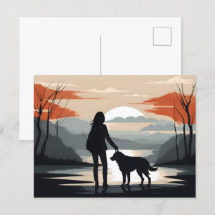 Girl with the dog postcard