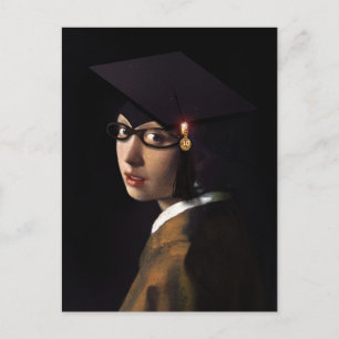 Girl with the Graduation Hat Announcement Postcard