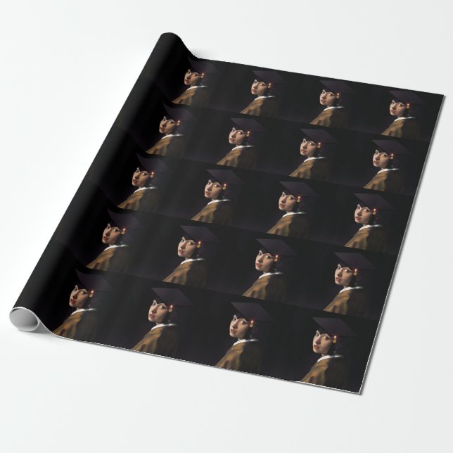 Girl with the Graduation Hat Wrapping Paper (Unrolled)