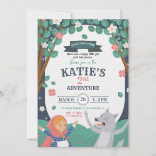 Girl with the Wolf Birthday Invitation