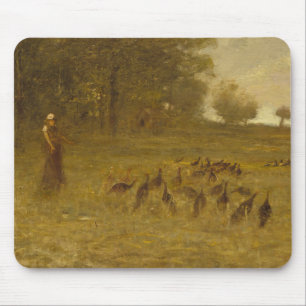 Girl with Turkeys Mouse Pad
