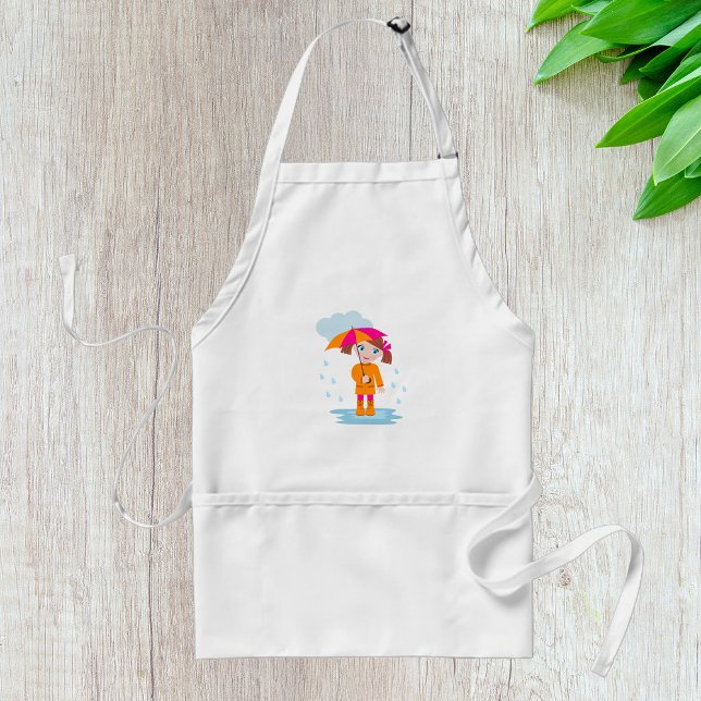 Girl with Umbrella in Rain Kids Rainy Day Standard Apron (Creator Uploaded)