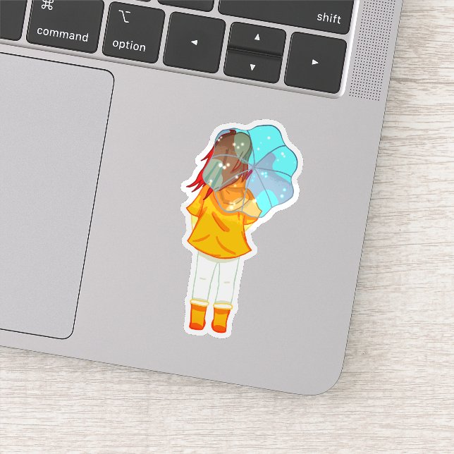 Girl with Umbrella in Wind Drawing  (Detail)