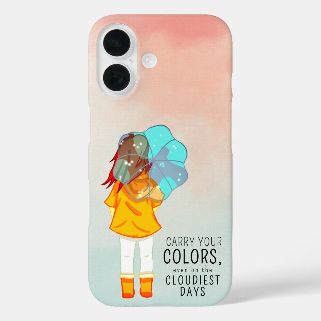 Girl with Umbrella in Wind Positive Quote Case-Mate iPhone Case (Back)