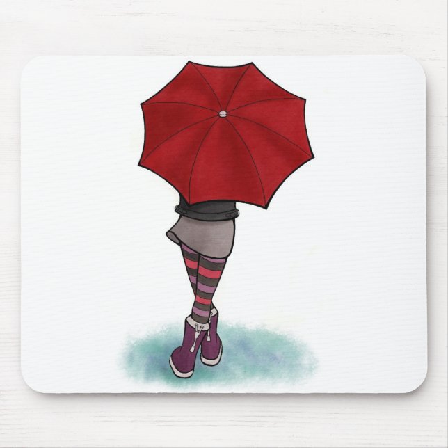 girl with umbrella rug mouse pad (Front)
