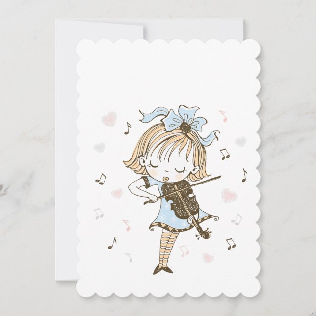 Girl with Violine  Holiday Card (Front)