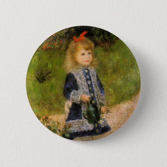 Girl with Watering Can 6 Cm Round Badge (Front)