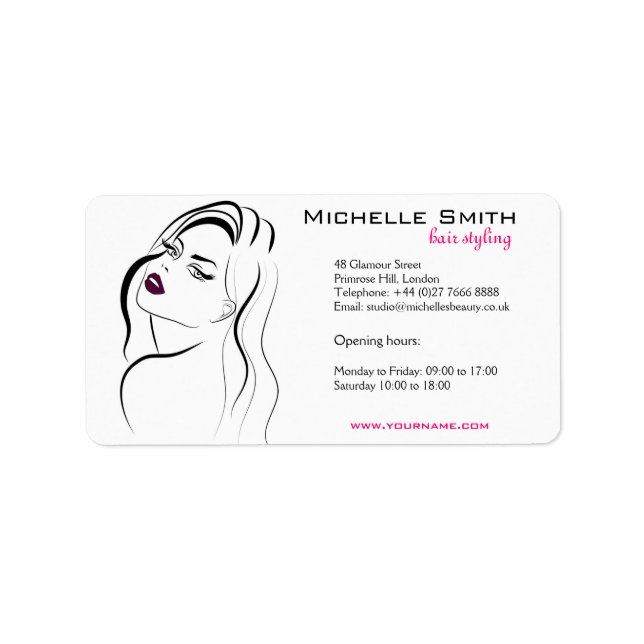 Girl with wavy hair Hairstyling branding icon Label (Front)