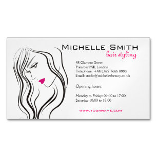 Girl with wavy hair Hairstyling branding icon Magnetic Business Card