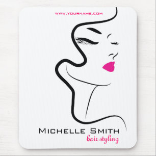 Girl with wavy hair Hairstyling branding icon Mouse Pad