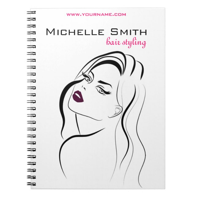 Girl with wavy hair Hairstyling branding icon Notebook (Front)