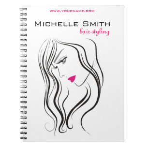 Girl with wavy hair Hairstyling branding icon Notebook