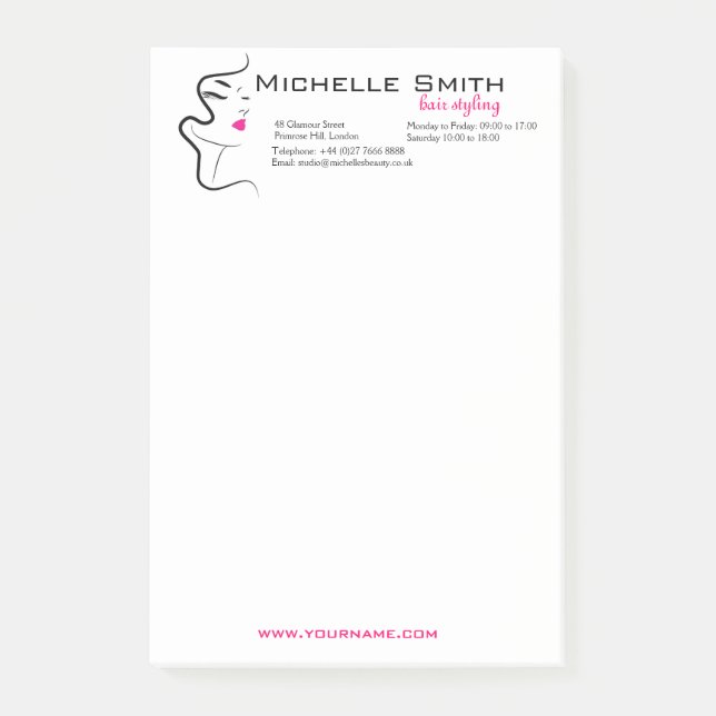 Girl with wavy hair Hairstyling branding icon Post-it Notes (Front)
