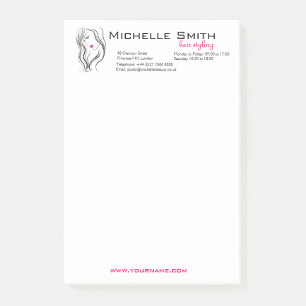 Girl with wavy hair Hairstyling branding icon Post-it Notes