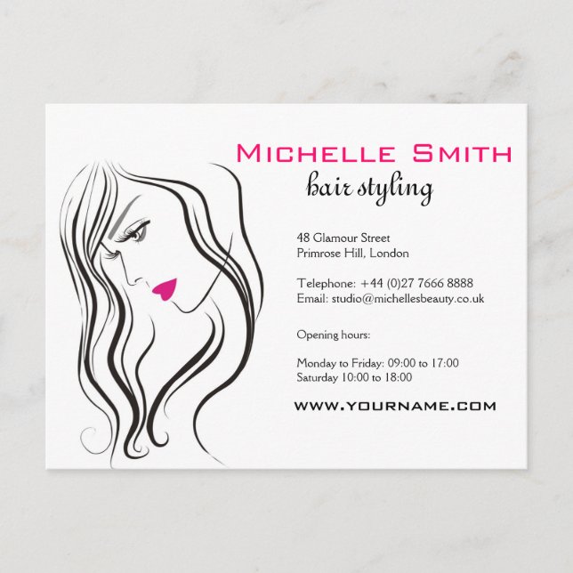 Girl with wavy hair Hairstyling branding icon Postcard (Front)