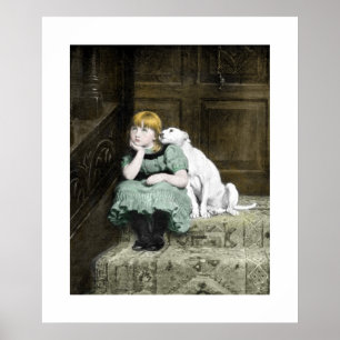 Girl With White Dog Poster