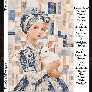 Girl with White Rabbit, Patchwork EB9R Decoupage Tissue Paper