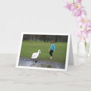 Girl with White Swan Portrait Card