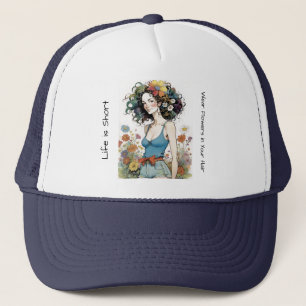 Girl with Wildflowers in Her Hair Trucker Hat