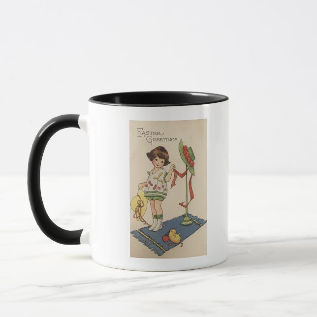 Girl with Yellow Hat and Chick Mug (Left)