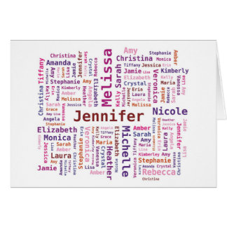 Girl Woman Names Word Cloud - Pink and Orange