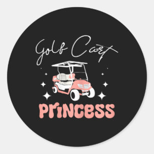 Girl Women Golf Cart Princess Classic Round Sticker
