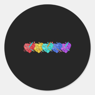 Girl Women's Yarn Crochet Knitting Funny Gift  Classic Round Sticker