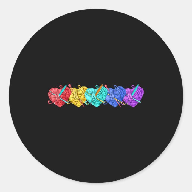 Girl Women's Yarn Crochet Knitting Funny Gift  Classic Round Sticker (Front)