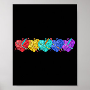 Girl Women's Yarn Crochet Knitting Funny Gift  Poster