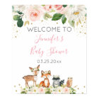 Girl Woodland Baby Shower Blush Floral Welcome