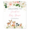 Girl Woodland Baby Shower Blush Floral Welcome