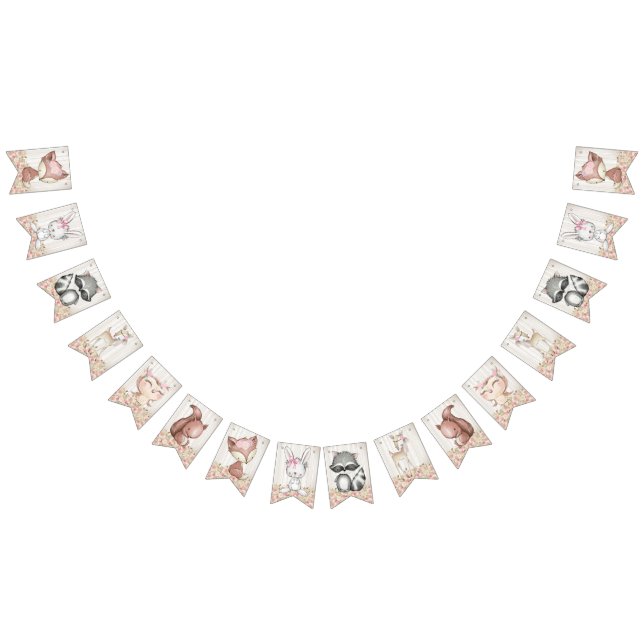 Girl Woodland Baby Shower Bunting (All)