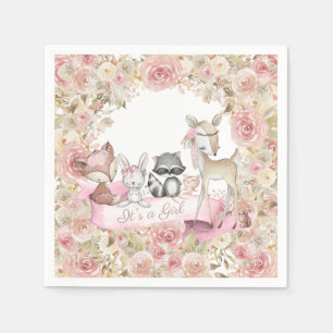Girl Woodland Baby Shower Napkin