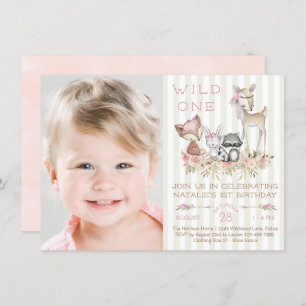 Girl Woodland Photo Birthday Party Invitation