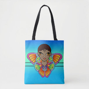 Girl Wrapped in Butterfly Wings Tote Bag