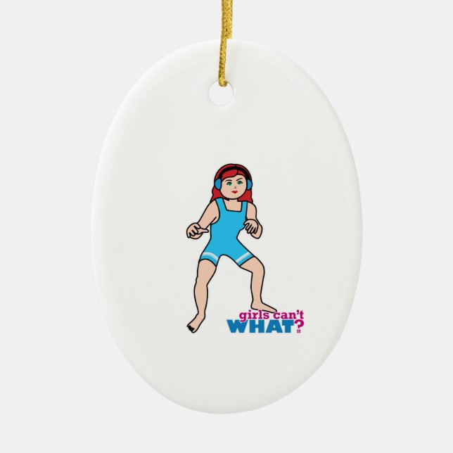 Girl Wrestler Ceramic Tree Decoration (Front)