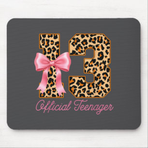 Girl Year 13th Birthday Pink Coquette Bow Mouse Pad
