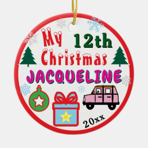 ' Girl Yearly Christmas Pink Car Ceramic Tree Decoration