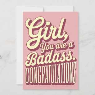 Girl You Are A Badass Vintage Retro Graduation Invitation