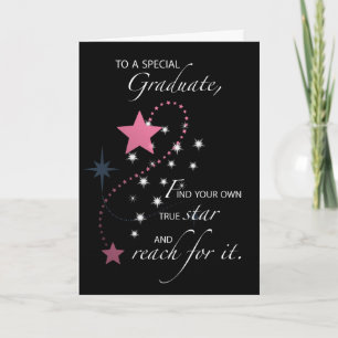 Girl, Young Woman, Graduation Star Congratulations Card