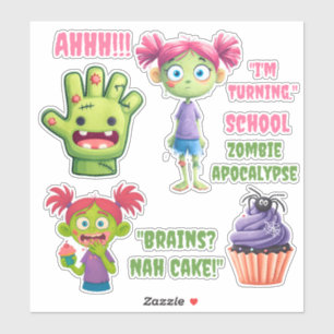 Girl Zomb Birthday Sticker Sheet