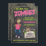 Girl Zombie Birthday Party Invitations<br><div class="desc">Super fun Zombie birthday party invitations with three zombies,  grungy background and back.
Great for a Girl's sleepover,  halloween party,  or any occasion that includes scary zombies!</div>