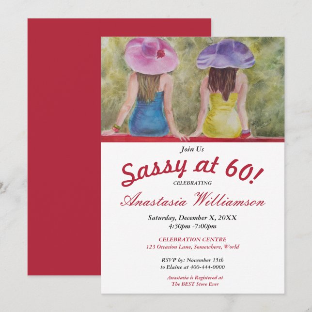 GIRLFRIEND BESTIES SASSY AT 60 PARTY INVITATION (Front/Back)