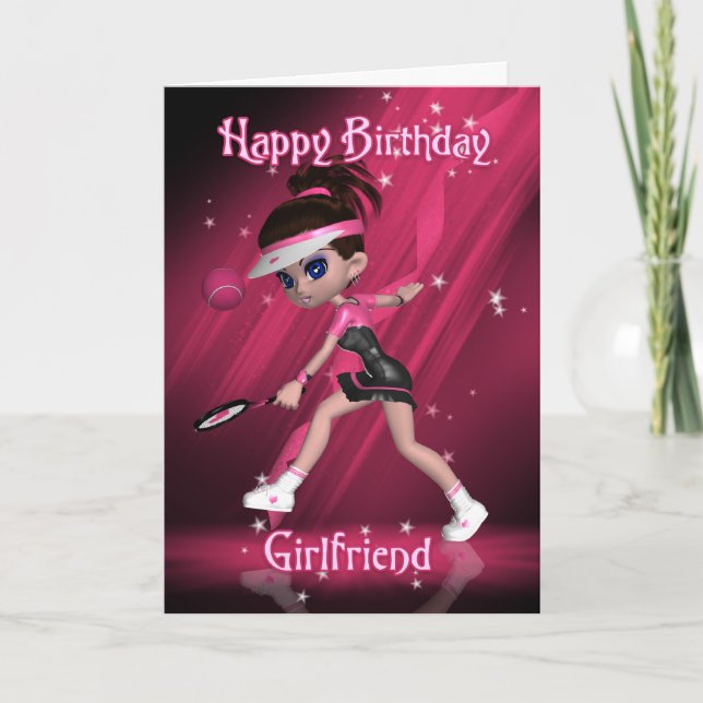 Girlfriend Birthday Card - Tennis (Front)