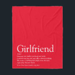 Girlfriend Definition Cool Fun Red Fleece Blanket<br><div class="desc">Personalise for your girlfriend to create a unique valentine,  Christmas or birthday gift. A perfect way to show her how amazing she is every day. You can even customise the background to their favourite colour. Designed by Thisisnotme©</div>