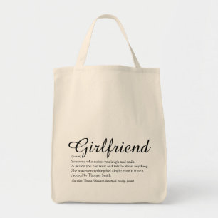 Girlfriend Definition Elegant Script Chic Tote Bag