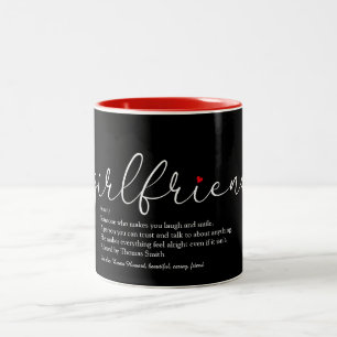Girlfriend Definition Elegant Script Love Heart Two-Tone Coffee Mug
