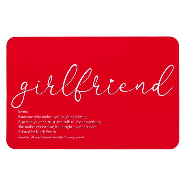 Girlfriend Definition Script Love Heart Red Magnet (Horizontal)