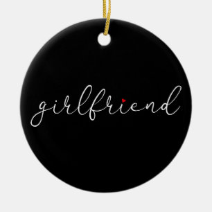 Girlfriend Definition Script Red Love Heart Ceramic Tree Decoration