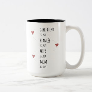 Girlfriend Fiancée Wife Mom Custom Dates Two-Tone Coffee Mug
